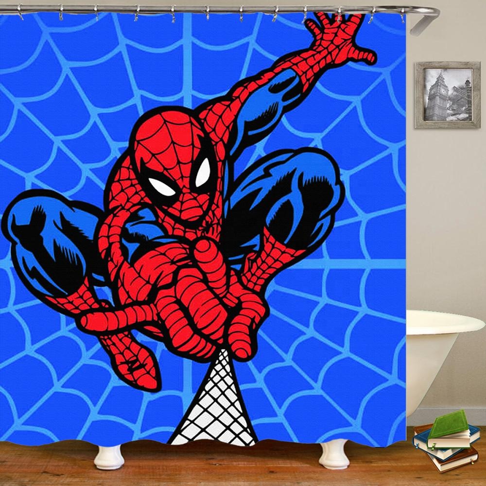 Cortina de ducha impermeable con impresión Digital personalizada de Spider-man de Héroe de dibujos animados