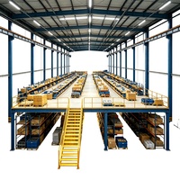 HONGXIN Étagère de mezzanine robuste personnalisable à 2-3 niveaux, sans boulons, à rivets, en acier laminé à froid, finition thermolaquée, conception réglable