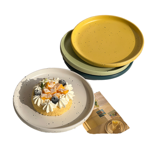 Assiette en porcelaine de qualité alimentaire, style nordique, motif éclaboussures d'encre, personnalisable avec logo, assiette à steak rétro en céramique, assiette à dessert et à gâteau - Product Image 1