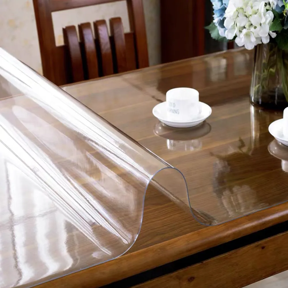 Dikdörtgen plastik şeffaf pvc vinil masa örtüsü yemek masası