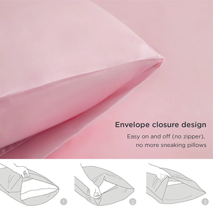 ปลอกหมอนผ้าไหมซาตินแท้ 100% รุ่นโมเดิร์น สำหรับดูแลเส้นผมและผิวหน้า ขนาดควีนไซส์ สีชมพู แพ็คคู่ 2 ชิ้น ขนาด 20x30 นิ้ว ระบายอากาศได้ดี ป้องกันแบคทีเรีย 40 เส้นด้าย - Product Image 5