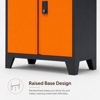 Gabinete de Almacenamiento de Acero Multiusos, Doble Puerta, Cerradura Electrónica, Marco Reforzado, Apto para Almacén, Garaje y Uso Doméstico