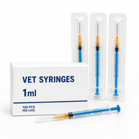 Aiguilles jetables stériles 1 ml, boîte de 0,5 mm, rose, emballage individuel, pour usage vétérinaire, laboratoire et cosmétique