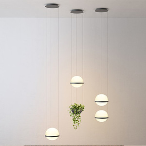 Luminaire suspendu moderne en verre blanc laiteux, pot de plantes, lampe suspendue, salle à manger, hall d'entrée, bar, décoration de hall, luminaire - Product Image 1