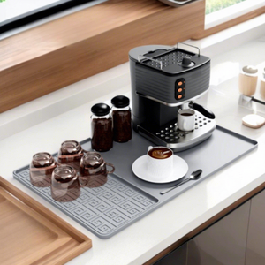2 in 1 Silicone Coffee Maker <b>Bar</b> <b>Mat</b> with Raised Edge Espresso Machine Pad Dish Drying <b>Mat</b> Table Usage Countertops Accessory - Product Image 1