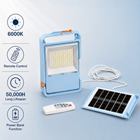 Projecteur solaire IP65 avec batterie externe, télécommande, lumière de sécurité LED d'urgence pour extérieur, pour jardin