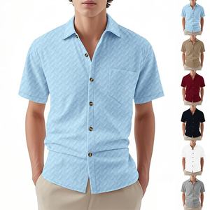 2025 verano Europeo Americano hombres camisa Casual nueva tendencia Slim Fit transpirable para Polo popelina tela al por mayor - Product Image 1