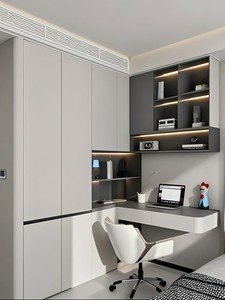 Ensemble <span class=keywords><strong>de</strong></span> bureau et armoire modulable extensible avec étagère ouverte réglable pour appartement moderne et aménagement <span class=keywords><strong>de</strong></span> chambre partagée pour adolescents - Product Image 2