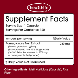 Capsules d'extrait <span class=keywords><strong>de</strong></span> grenade Healthife 20:1 <span class=keywords><strong>40</strong></span>% d'acide ellagique Fabricant OEM sous marque privée - Product Image 2