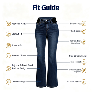Jeans de Maternidad con Cintura Media y Corte Acampanado para Mujer, Elásticos, de Mezclilla, Estilo Casual para Uso Diario - Product Image 5