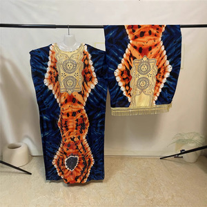 New kích thước lớn Rayon in tua headscarf và phụ nữ của một dòng cổ áo Robe Hot kim cương phi quần áo cho bán buôn - Product Image 4