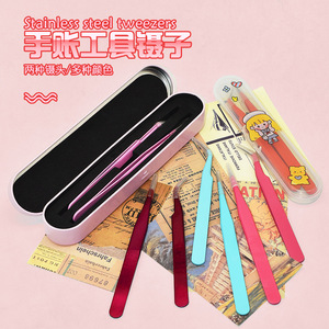 Pinzas de colores macaron al por mayor, pinzas de acero inoxidable para extensiones de pestañas, clips para diario, cortaúñas puntiagudos para decoración de uñas - Product Image 4