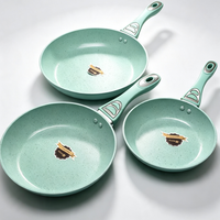 Ensemble d'ustensiles de cuisine en aluminium personnalisable avec revêtement antiadhésif en céramique et poignée en bakélite, comprenant une poêle et une marmite pour la cuisine domestique