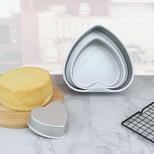 Molde de aluminio para pasteles al por mayor Syh1517 de 4/6/8/10 pulgadas, 1.0mm de grosor, sin recubrimiento, con forma de corazón y base desmontable, para hornear chiffon. - Product Image 5