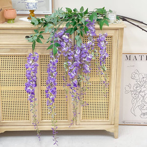 Fleurs artificielles en mousse de fleurs de glycine, plantes suspendues en soie violette, décoration murale, lot unique 8223 - Product Image 2