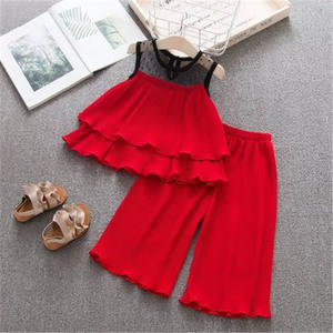 Vêtements pour filles, pantalon large et haut pour enfants, 90% coton, 10% polyester, t-shirt avec logo, ensemble boutique - Product Image 5