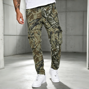 Pantalon cargo multi-poches à imprimé camouflage pour homme, streetwear décontracté, coupe slim, denim extensible, randonnée en plein air, jeans tactiques - Product Image 1