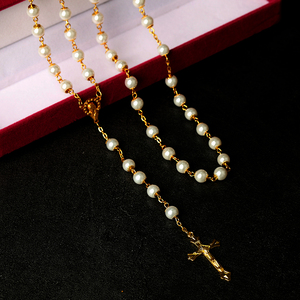 Set di Rosari Classici con Perline in Vetro Bianco e Collane con Perline Placcate <span class=keywords><strong>Oro</strong></span> per Regalo Cattolico - Product Image 5