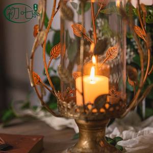 Candelabro de hierro europeo vintage con cubierta de vidrio, decoración romántica redonda con luz de velas para mesa navideña - Product Image 4