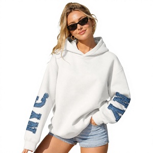 Sweat-shirt imprimé décontracté en coton surdimensionné pour femme, personnalisé OEM, à manches longues avec poches et capuche - Product Image 3