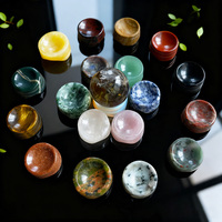 Support de sphère en pierre naturelle polie, base de boule de cristal de guérison, support de sphère pour décoration
