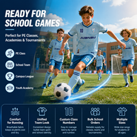 Conjunto de Uniforme de Fútbol Sublimado Transpirable para Escuela con Mascota Personalizada, Uniformes de Fútbol de Alta Calidad para Entrenamiento de Equipos Escolares y Academias