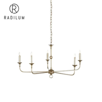 Lustre Vintage Style Ferme Américaine en Fer Forgé, Porte-Bougie LED, Luminaire Suspendu Artistique Simple et Luxueux pour Salon