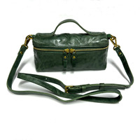 Pochette de luxe en cuir véritable pour femme avec fermeture éclair, style élégant et tendance pour usage quotidien, sac bandoulière de style vintage