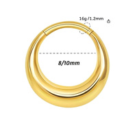Gaby ASTM-F136 Titane Zircon Plaqué Or 18K Boucles d'oreilles clicker en forme de cœur, Anneau de nez, Bijoux de corps pour Femme et Enfant, Mariage