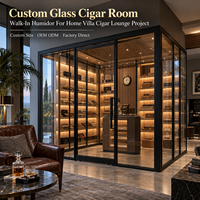 Humidor de luxe en verre sur mesure pour salle à cigares, de sol à plafond, pour projet de salon à cigares à domicile ou villa