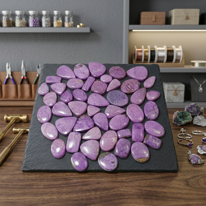 Natural <b>Purple</b> Stichtite Loose Gemstone Cabochons Lot for Wire Wrapping & Jewelry Making - Product Image 3