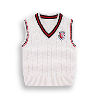 Maßgeschneiderter Pullover Schuluniform Strickweste Kinder V-Ausschnitt Zopfmuster Ärmellose Strickweste Preppy College Strick-Tanktop