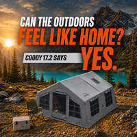 Tente gonflable Coody Familia 17.2 Air - Gris, grande, résistante au vent et à la pluie, tente de camping gonflable familiale pour l'extérieur
