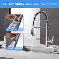 Robinet de cuisine contemporain en acier inoxydable avec douchette extractible, monocommande, pivotant à 360°, design flexible pour eau froide, avec cartouche céramique