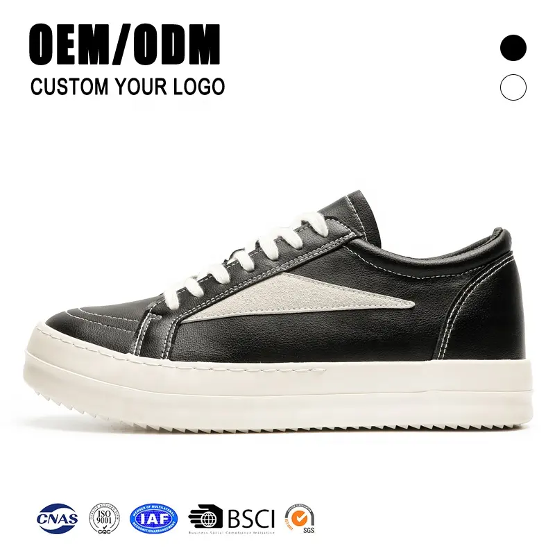 MNV Custom LOGO Leather Retro Men Casual Shoes High Quality Black White Skateboard Shoes for Men