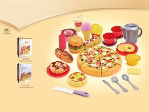 Ensemble éducatif 31 pièces coupe restauration rapide semblant jouer cuisine cuisine jouets pour enfants filles jouer maison femme au foyer Hamburger français - Product Image 2