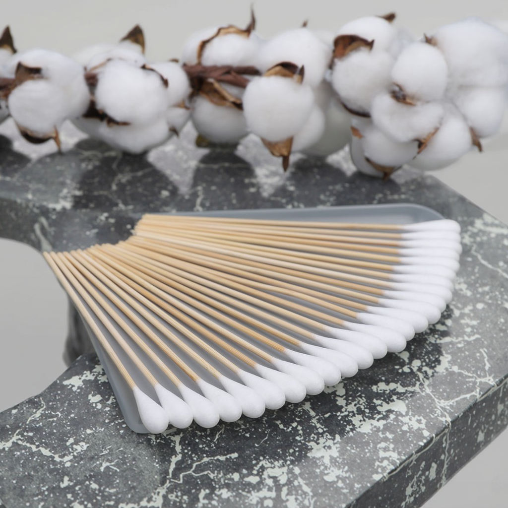 6-Inch Bamboo Wooden Stick Cotton Buds Medical Cotton Swabs Applicators Multi-Purpose Household Chemicals Ear Sticks Swabs