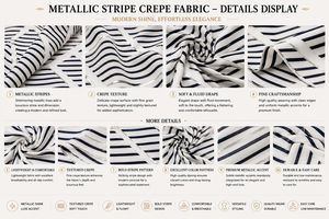 Tissu en crêpe de polyester avec rayures en lurex, textile tissé pour les marques de mode et la fabrication de vêtements en gros - Product Image 2