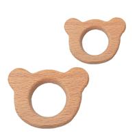 Encantador colgante de oso de madera de dibujos animados, forma de Animal Natural puro, patrón hecho a mano de madera de haya, colgante para hacer joyas DIY