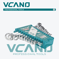 VCANO Jeu de 12 clés à pipe combinées de qualité industrielle en acier au chrome-vanadium, mâchoire réglable, poignée droite, métrique, OEM