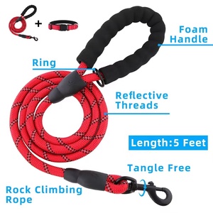 Nuevo conjunto de collar y correa reflectante para perro, collar ajustable de nailon para mascotas con correa de perro de cuerda acolchada de neopreno suave - Product Image 2