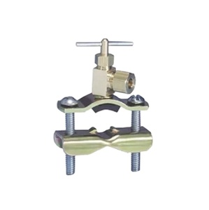 Válvula de Aguja de Latón con Salida Comprimida de 1/4\" y Autoperforación Manual para Uso en Aire Acondicionado de 3/8\" a 1-15/16\" de Diámetro - Product Image 1