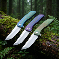 Couteau pliant tactique portable en alliage de titane oxydé personnalisé, couteau de chasse VG10, couteau de camping à ouverture assistée T0075