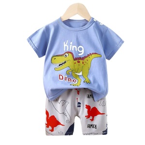 Ensemble deux pièces unisexe pour bébé, t-shirt à manches courtes et <span class=keywords><strong>short</strong></span> en coton pur, motif dessin animé, idéal pour l'été, vente en gros - Product Image 5