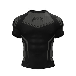 Anti-UV <span class=keywords><strong>Natation</strong></span> Respirant À Manches Courtes UPF50 Noir Compression MMA Rash Guard Personnalisé 3D Gym Sport <span class=keywords><strong>T</strong></span>-<span class=keywords><strong>shirt</strong></span> pour Hommes - Product Image 2