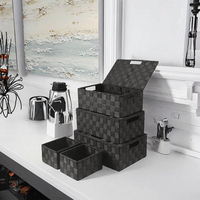 Boîte de rangement de 34 cm avec poignées, 5 paniers pour salle de bain, chambre, cuisine, étagères, cosmétiques, papier toilette