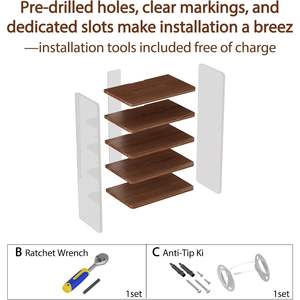 <span class=keywords><strong>Scarpiera</strong></span> Moderna Autoportante in Legno Stile Mid-Century, 4 Ripiani, Colore Noce, Capacità 50 Paia, Ideale <span class=keywords><strong>per</strong></span> Ingresso e Soggiorno in Spazi Piccoli - Product Image 3