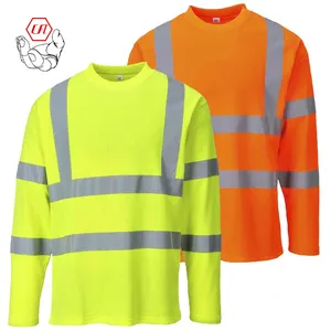 Wholesale Hi Vis Work Shirts Mens Pullover Safety Uniform High Visibility Long Sleeve Shirts