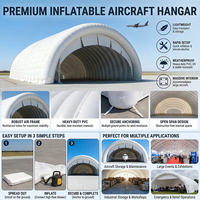 Tente tunnel gonflable de grande taille, hangar pour avions avec structure à poutres pneumatiques arquées
