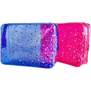 Vente en gros de fourre-tout de voyage avec impression personnalisée Start mini pochettes à maquillage sac à cosmétiques transparent en PVC trousse de maquillage transparente